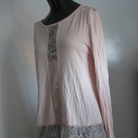 BCBG MAXAZRIA bare pink rayon lace trim tunic top - Picture 5 of 9